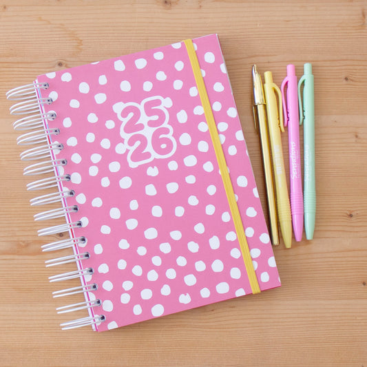 Agenda A5 Semanal 2025/2026 Capa Dura DOTS SWEET