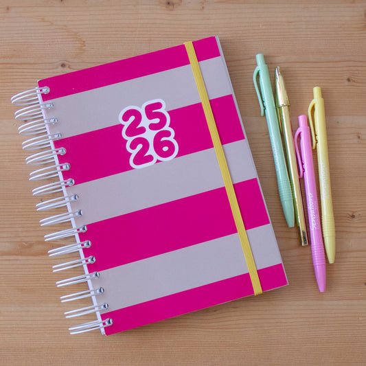 Agenda A5 Semanal 2025/2026 Capa Dura PINK STRIPES