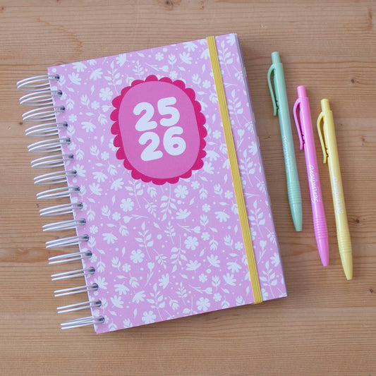 Agenda A5 Semanal 2025/2026 Capa Dura VINTAGE PINK