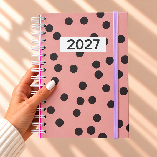 PRÉ-VENDA Agenda A5 Diária 2027 CLASSIC DOTS Pink
