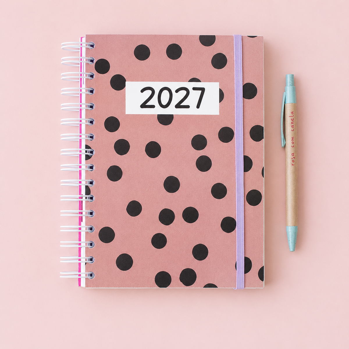 PRÉ-VENDA Agenda A5 Diária 2027 CLASSIC DOTS Pink
