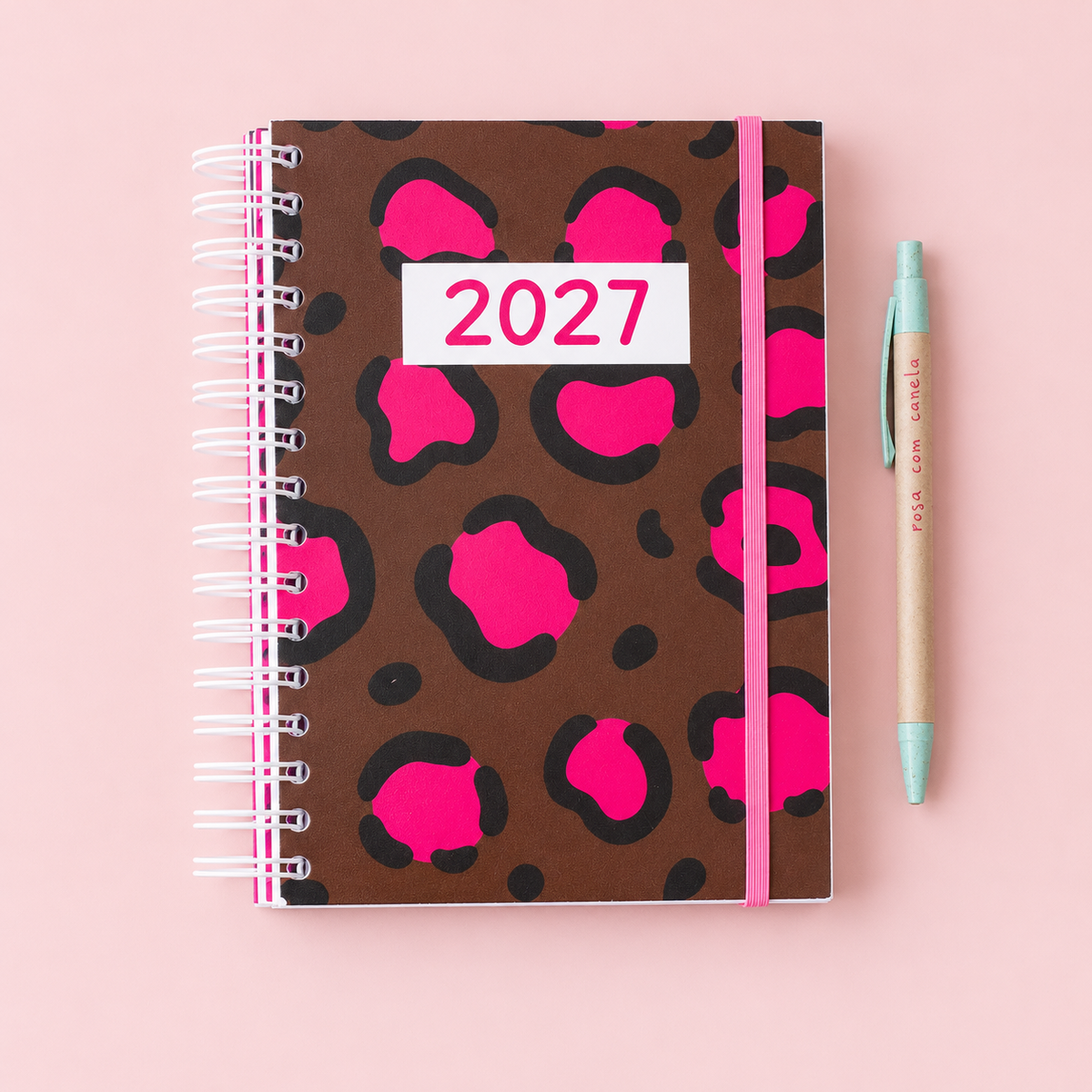PRÉ-VENDA Agenda A5 Diária 2027 PINK SAFARI