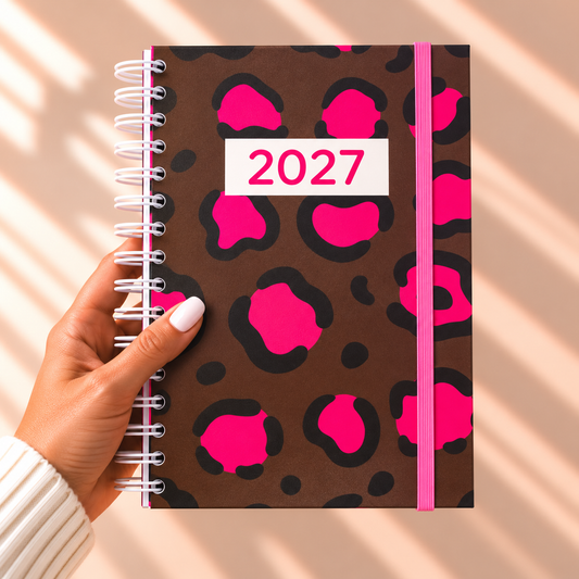 PRÉ-VENDA Agenda A5 Semanal 2027 PINK SAFARI