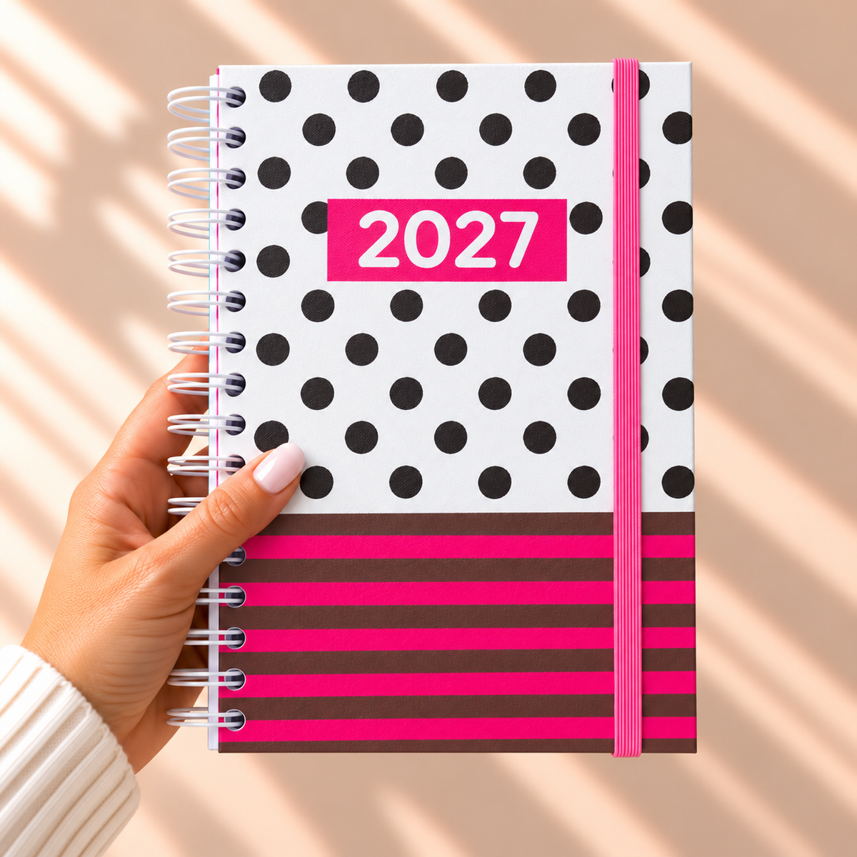 PRÉ-VENDA Agenda A5 Diária 2027 PINK SAFARI Dots
