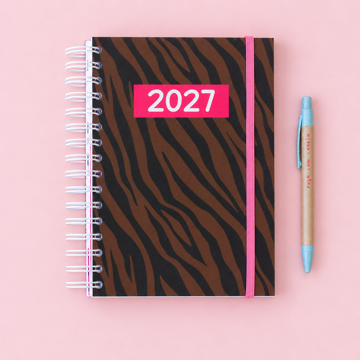PRÉ-VENDA Agenda A5 Semanal 2027 PINK SAFARI Zebra