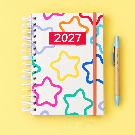 PRÉ-VENDA Agenda A5 Semanal 2027 RAINBOW Stars