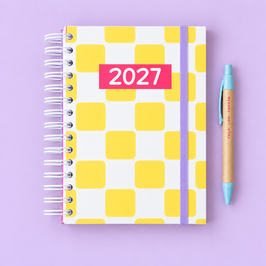 PRÉ-VENDA Agenda A5 Semanal 2027 RAINBOW Yellow