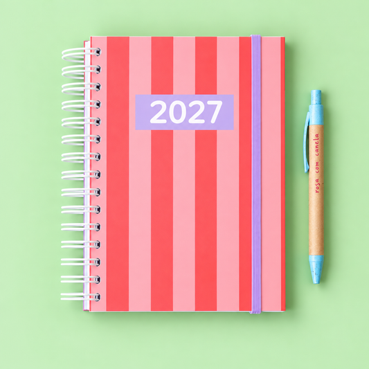 PRÉ-VENDA Agenda A5 Semanal 2027 RETRO Stripes