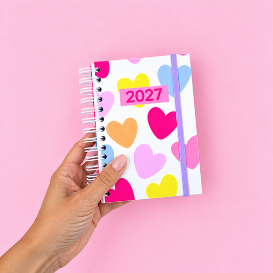 PRÉ-VENDA Agenda A6 Diária 2027 JOY Hearts