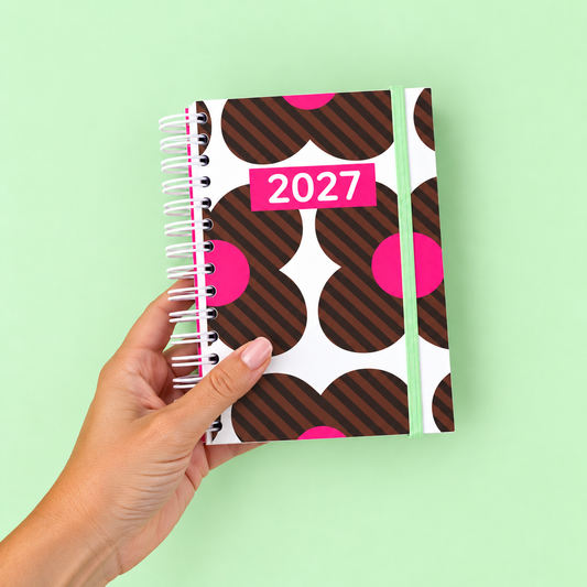 PRÉ-VENDA Agenda A6 Semanal 2027 PINK SAFARI Flowers