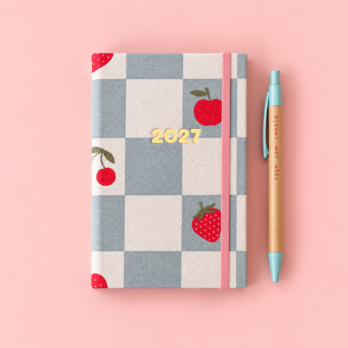 PRÉ-VENDA Agenda A6 Semanal 2027 Tecido 1017 (Cherry)