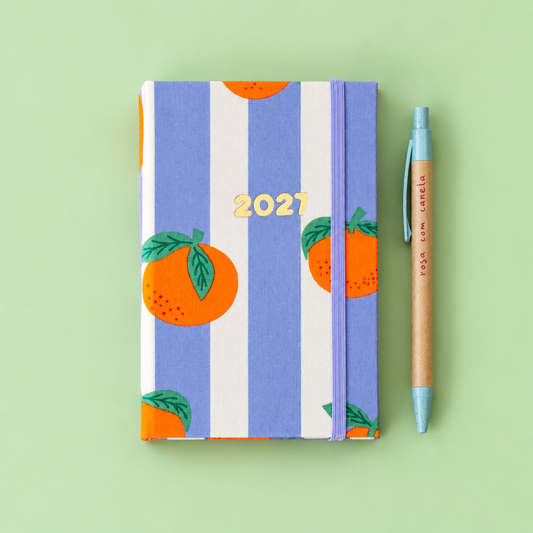 PRÉ-VENDA Agenda A6 Semanal 2027 Tecido 1028 (Orange)