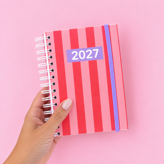 PRÉ-VENDA Agenda A6 Semanal 2027 RETRO Stripes