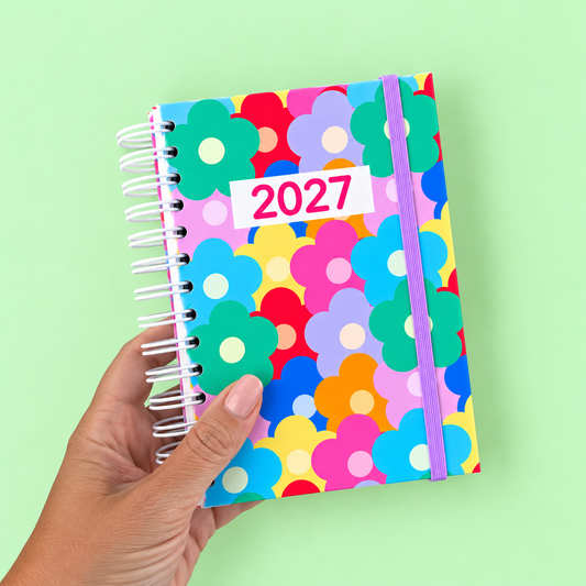 PRÉ-VENDA Agenda A6 Semanal 2027 RAINBOW Flowers