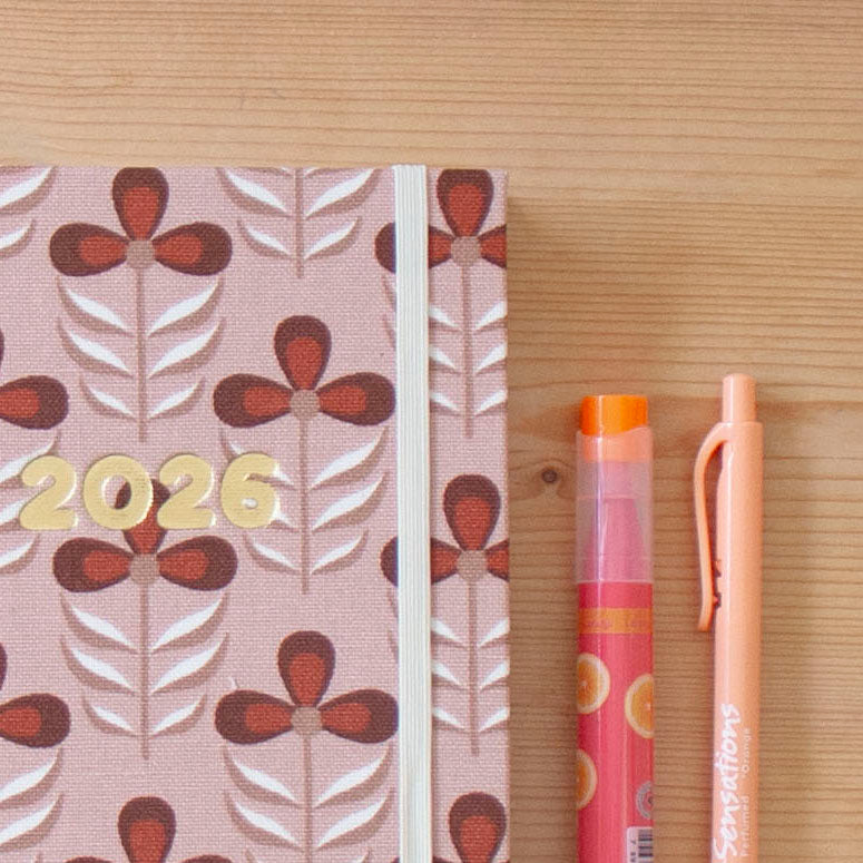 PRÉ-VENDA Agenda A5 Semanal 2026 Tecido 1005