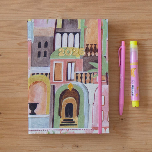 PRÉ-VENDA Agenda A5 Diária 2026 Tecido 1007