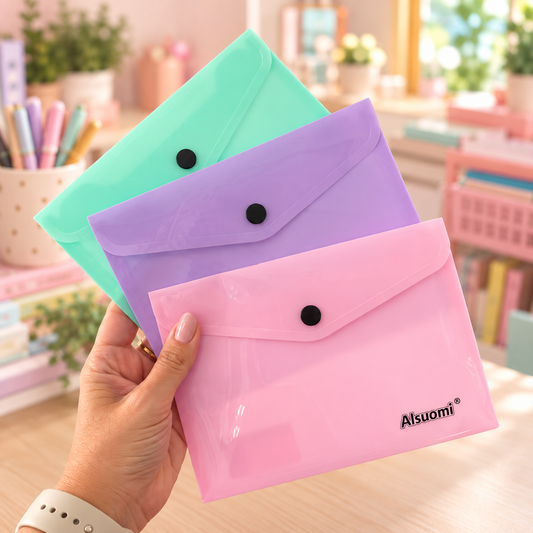 KIT 3 Bolsas Envelope menor A5 (14 x 19 cm) com mola Pastel