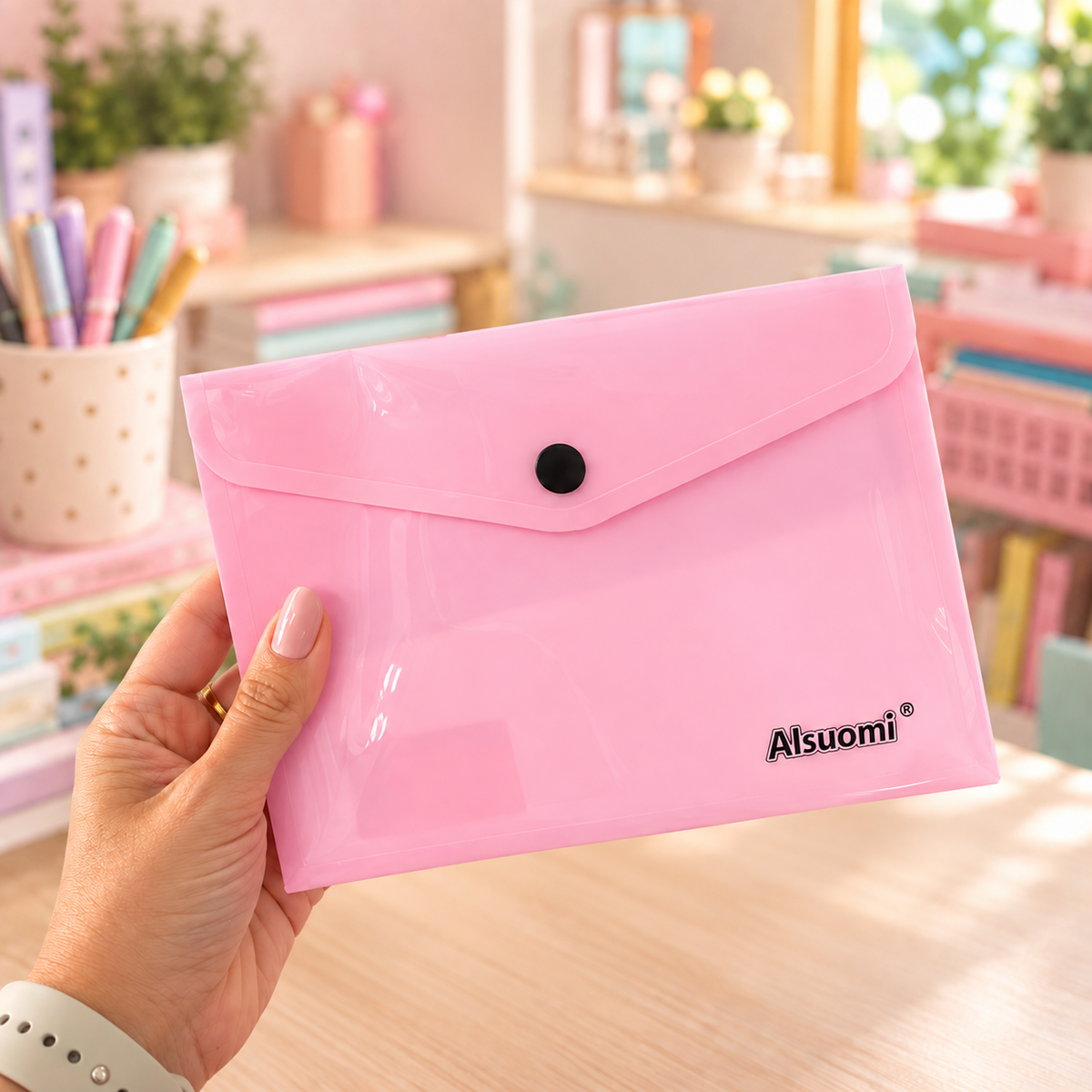 KIT 3 Bolsas Envelope menor A5 (14 x 19 cm) com mola Pastel