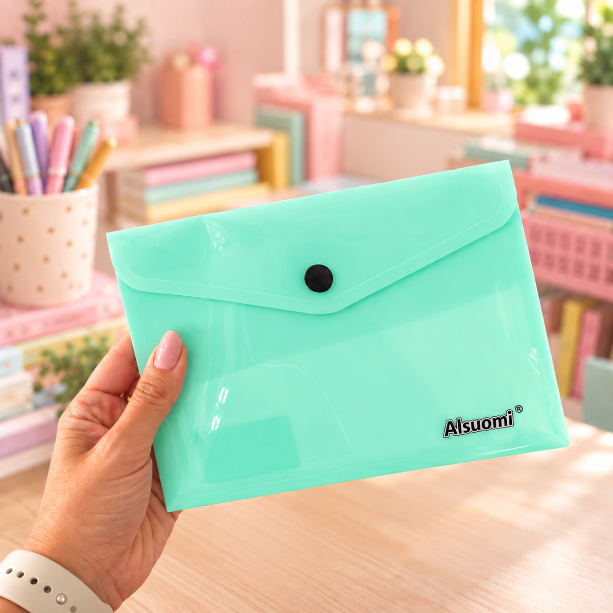 KIT 3 Bolsas Envelope menor A5 (14 x 19 cm) com mola Pastel