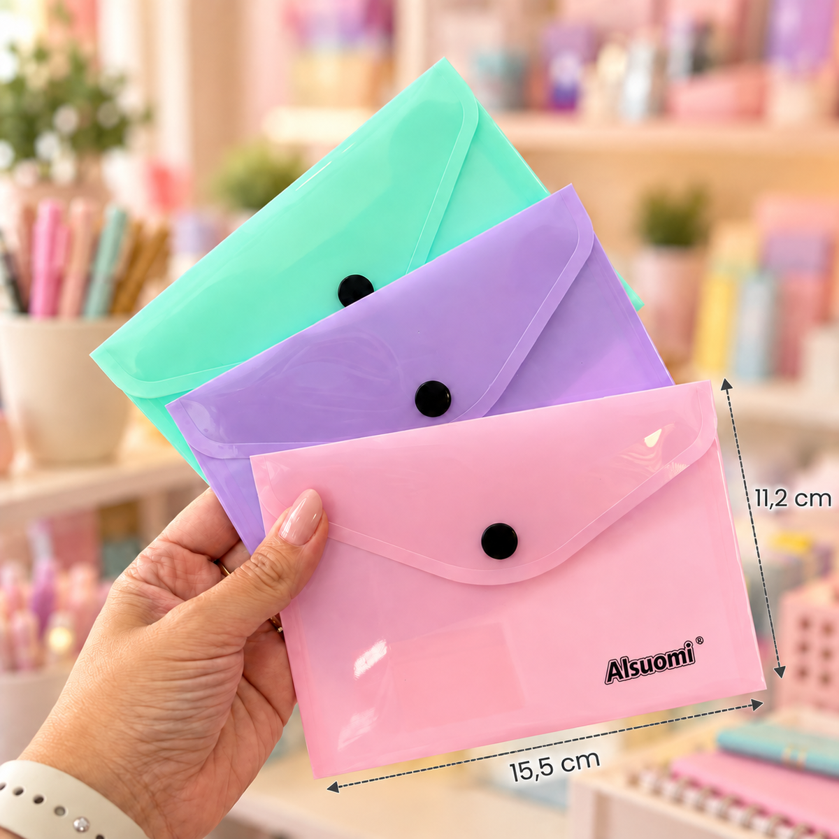 Bolsa Envelope A6 (11,2 x 15,5cm) com mola Pastel LILÁS