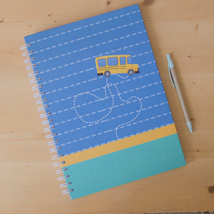 Caderno A4 Capa Dura Pautado School Bus Blue
