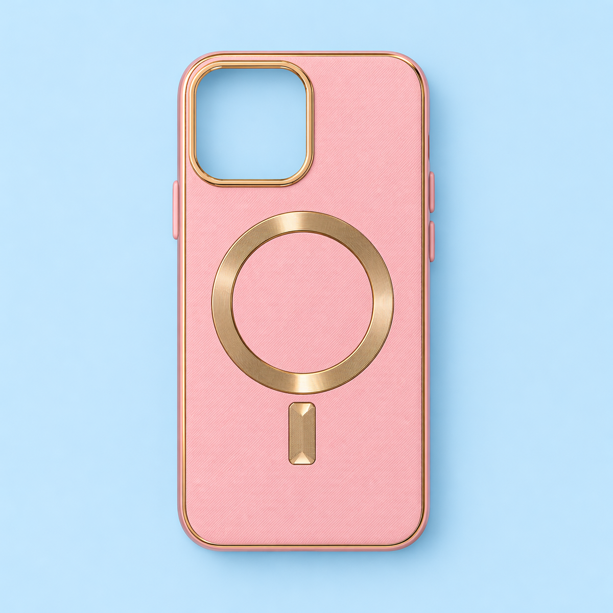 Capa iphone Simples 14 Pro Max Rosa com dourado