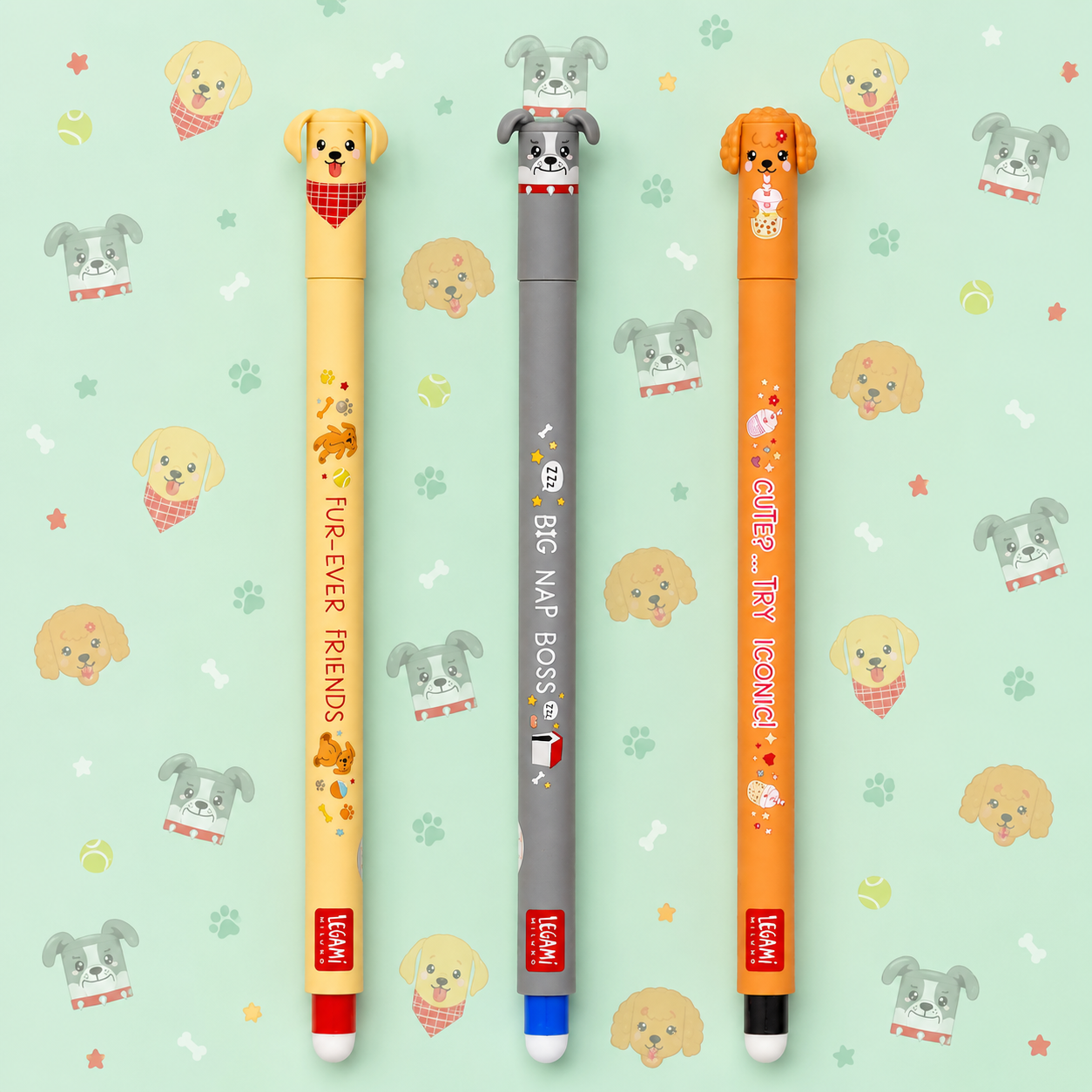 Kit 3 Canetas Apagáveis Fur Ever Friends (Legami)