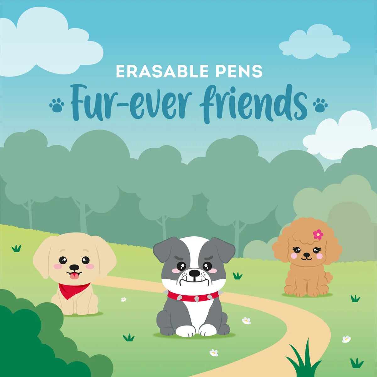 Kit 3 Canetas Apagáveis Fur Ever Friends (Legami)