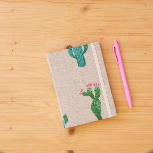 Caderno A6 tecido Cactus