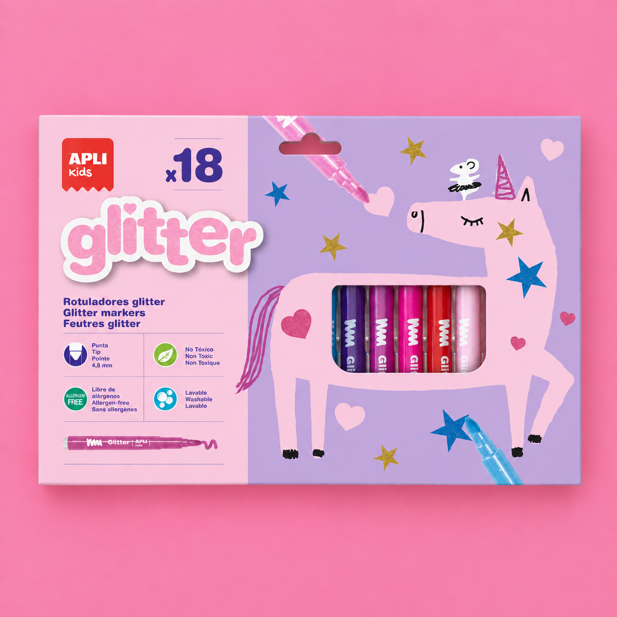 kit 18 Marcadores Glitter