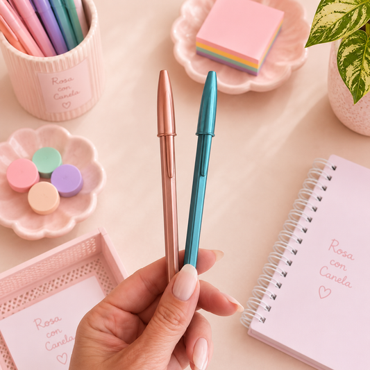 Kit 2 Canetas Bic Cristal Glacé AZUL/ROSÉ