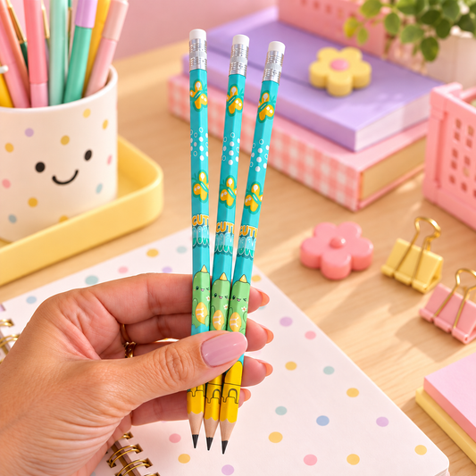 Kit 3 Lápis 2B com borracha Dinossauros