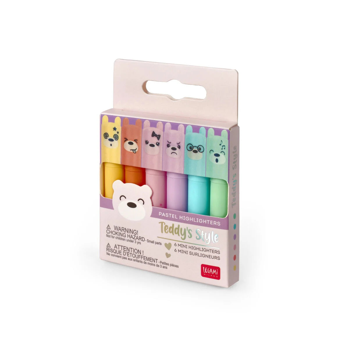 Kit 6 Mini Marcadores Pastel Teddy´s Style