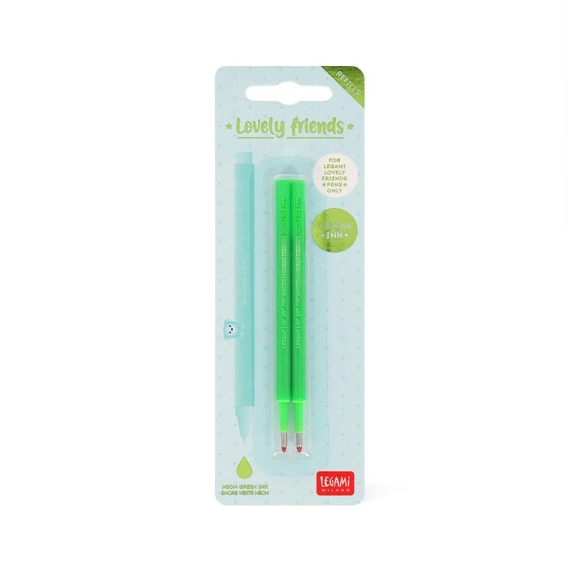 Kit 2 Recargas Caneta Gel Lovely Friends VERDE NEON