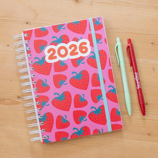 PRÉ-VENDA Agenda A5 Semanal 2026 Capa Dura STRAWBERRY
