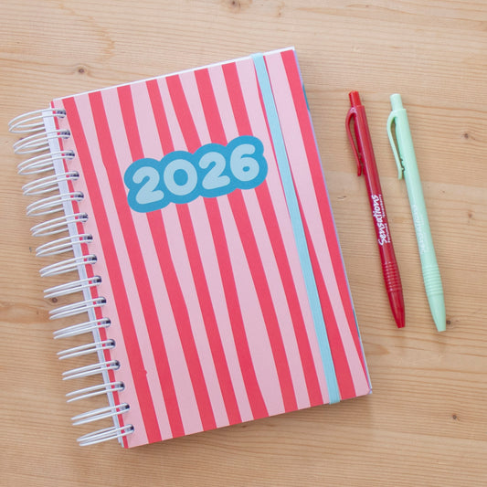 PRÉ-VENDA Agenda A5 Semanal 2026 Capa Dura FUN STRIPES