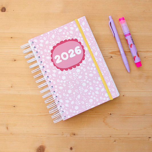PRÉ-VENDA Agenda A5 Diária 2026 Capa Dura VINTAGE PINK