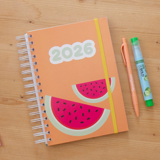 PRÉ-VENDA Agenda A5 Semanal 2026 Capa Dura WATERMELON