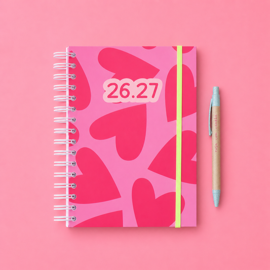 PRÉ-VENDA Agenda A5 Diária 26/27 CRAZY PINK HEARTS