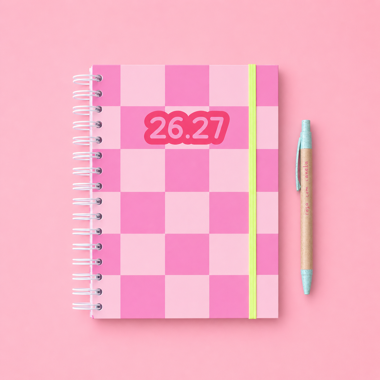 PRÉ-VENDA Agenda A5 Diária 26/27 CRAZY PINK SQUARES