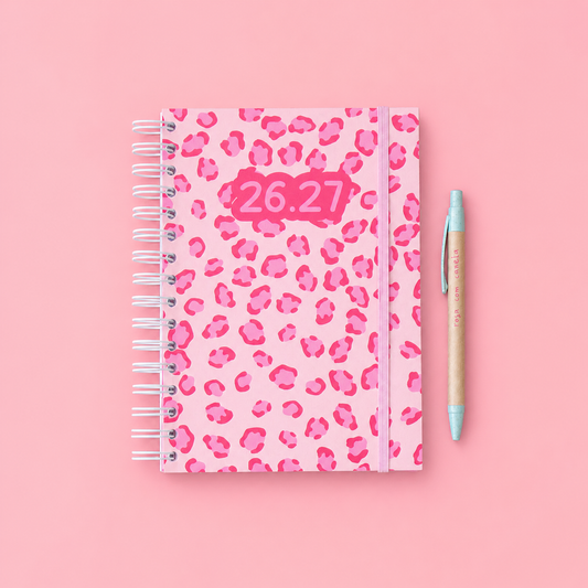 PRÉ-VENDA Agenda A5 Diária 26/27 CRAZY PINK TIGRESSE