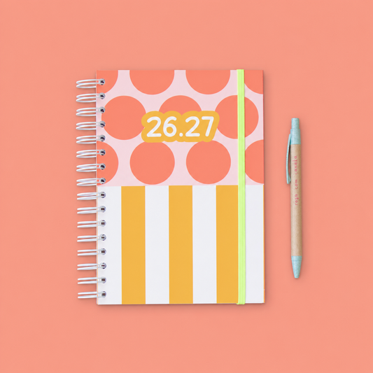 PRÉ-VENDA Agenda A5 Diária 26/27 ESSENCE DOTS ORANGE