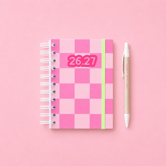 PRÉ-VENDA Agenda A6 Semanal 26/27 CRAZY PINK SQUARES