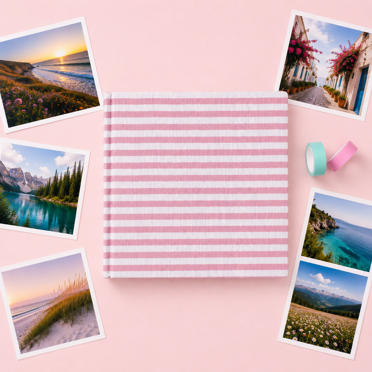 Álbum 22 x 22 tecido 830 Pink Stripes