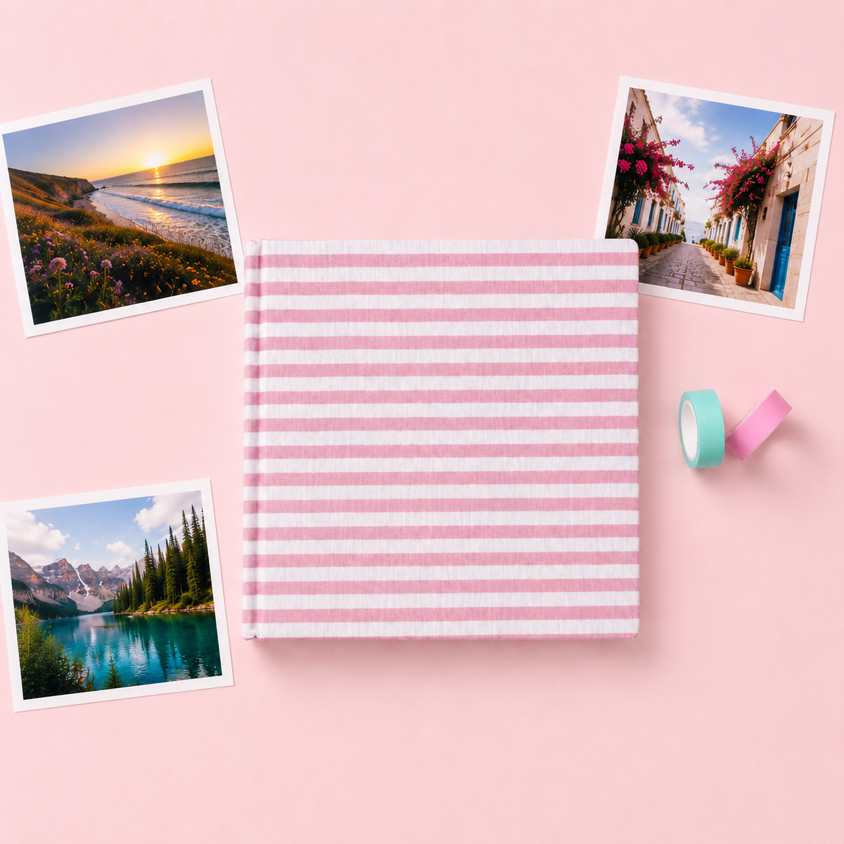 Álbum 22 x 22 tecido 830 Pink Stripes