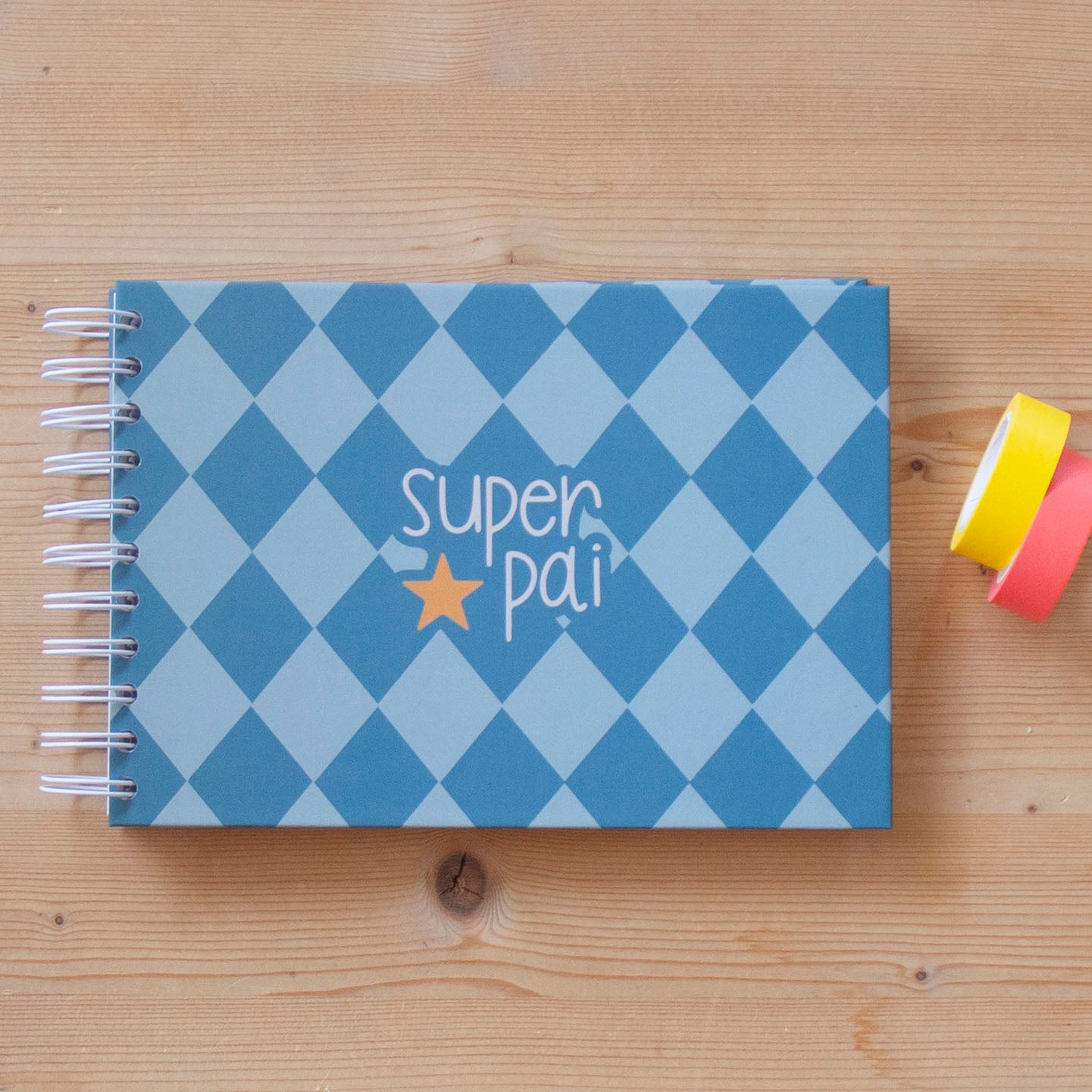 Álbum A5 argolas SUPER PAI Azul