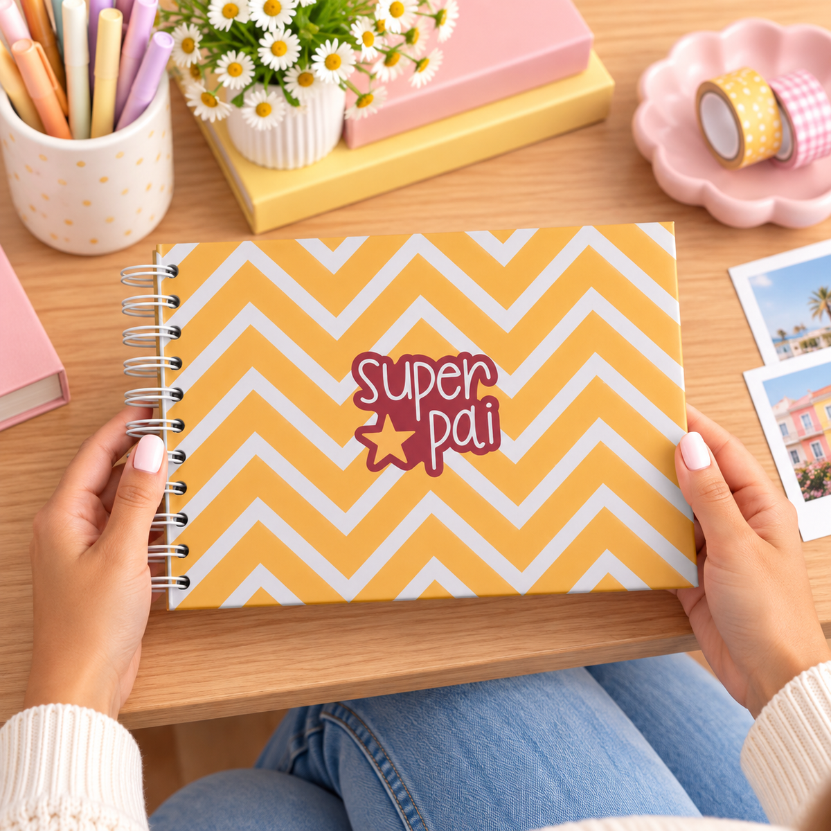 Álbum A5 argolas SUPER PAI Amarelo