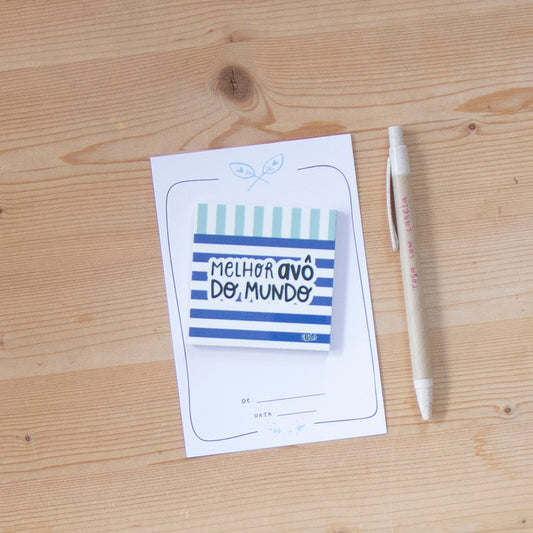 Azulejo Íman 7 x 7 cm MELHOR AVÔ (blue stripes)