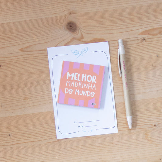 Azulejo Íman 7 x 7 cm MELHOR MADRINHA DO MUNDO (stripes)