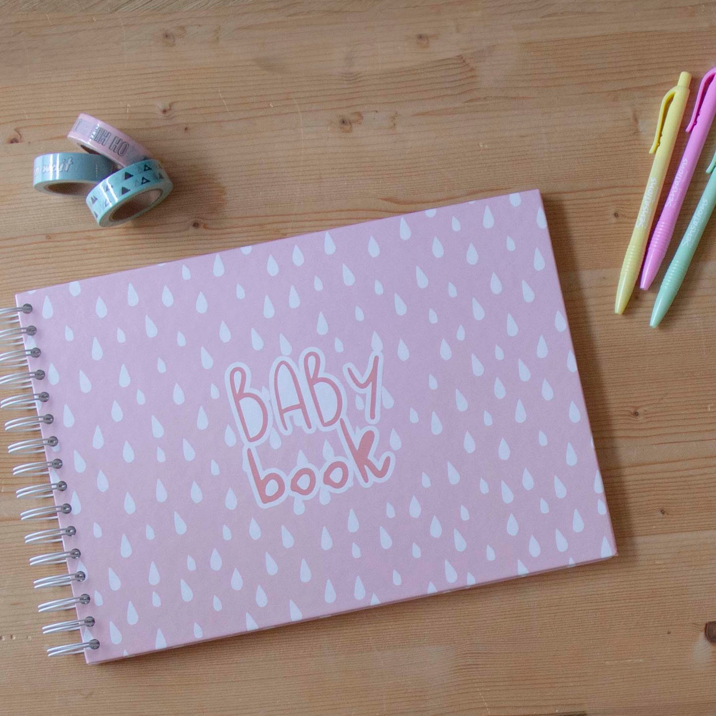 Baby Book A4 Drops Pink